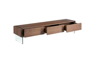Meuble TV 3 tiroirs Naturel et transparent