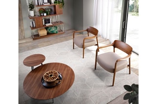 Fauteuil en cuir - Gris et naturel