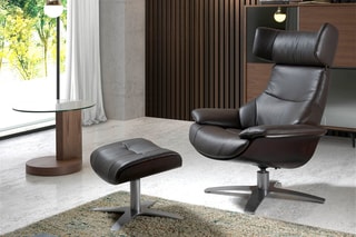 Fauteuil pivotant en cuir - Marron foncé