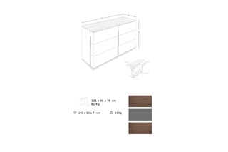 Commode 6 tiroirs - Blanc et imitation noyer
