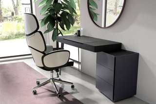 Chaise de bureau à roulettes - 
Blanc et noir