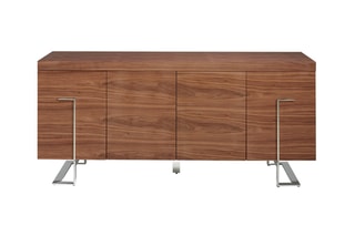 Buffet 4 portes Imitation noyer et argenté