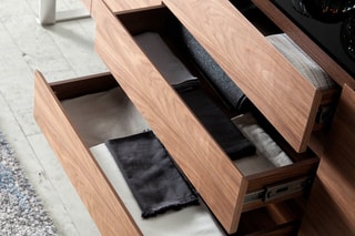 Buffet 3 portes - Imitation noyer et argenté