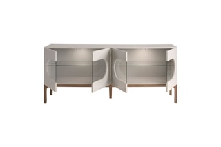 Buffet 4 portes - Gris et naturel