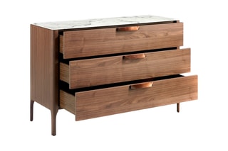 Buffet 3 tiroirs - Imitation noyer et gris