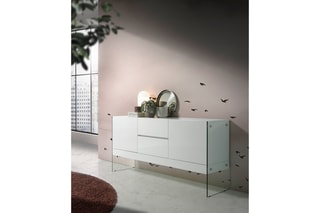 Buffet 2 portes - Blanc et transparent