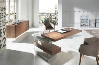 Bureau - Imitation noyer et gris clair