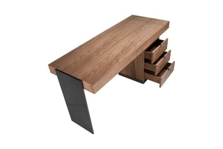 Bureau 3 tiroirs Naturel et noir
