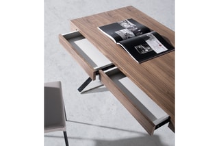 Bureau - Imitation noyer et argenté
