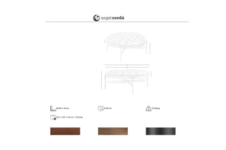 Table basse en bois et cuir - 100 x 40 x 100 cm