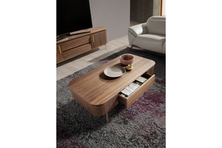 Table basse 1 tiroir en noyer - 120 x 37 x 60 cm