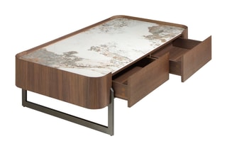 Table basse en noyer - 73 x 75 x 14 cm