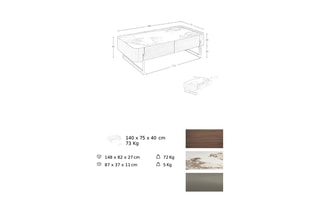 Table basse en noyer - 73 x 75 x 14 cm