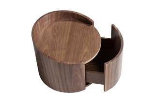 Table d'appoint ovale 1 tiroir 
Imitation noyer