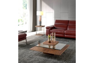 Table d'appoint - Argenté et imitation noyer