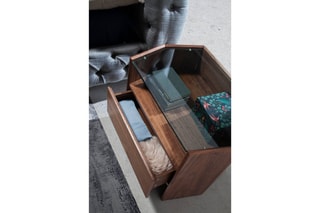 Table de chevet Imitation noyer et transparent