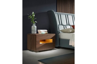 Table de chevet avec LED - Imitation noyer
