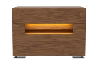 Table de chevet avec LED - Imitation noyer