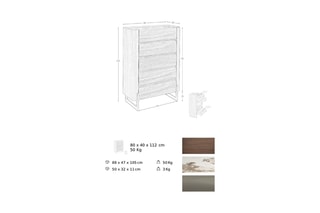 Chiffonnier 5 tiroirs - Naturel