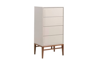 Chiffonnier 4 tiroirs - Gris et imitation noyer