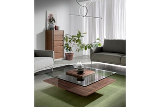 Chiffonnier 5 tiroirs - Imitation noyer et transparent