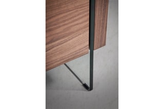 Chiffonnier 5 tiroirs - Imitation noyer et transparent