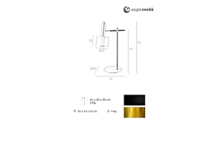 Lampe LED à poser - Noir et doré