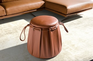 Pouf 2-en-1 - Marron - En cuir
