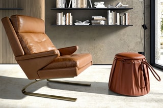 Pouf 2-en-1 - Marron - En cuir