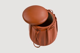 Pouf 2-en-1 - Marron - En cuir