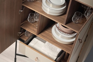 Buffet 2 portes en bois de noyer - 90 x 40 x 150 cm