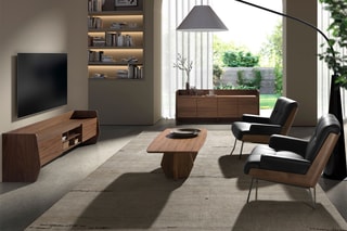 Buffet 4 portes en bois de noyer - 180 x 45 x 75 cm