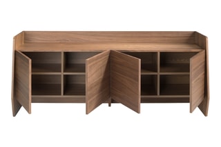 Buffet 4 portes en bois de noyer - 180 x 45 x 75 cm