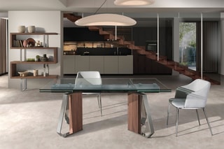 Table à manger extensible en verre trempé - 180 x 100 x 76 cm