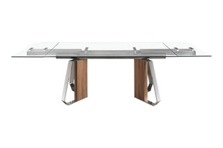 Table à manger extensible en verre trempé - 180 x 100 x 76 cm
