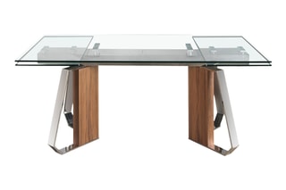 Table à manger extensible en verre trempé - 180 x 100 x 76 cm