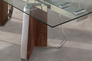 Table à manger extensible en verre trempé - 180 x 100 x 76 cm