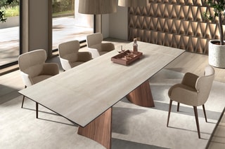 Table à manger extensible en marbre - 180 x 100 x 76 cm