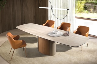 Table à manger extensible en marbre - 180 x 100 x 76 cm