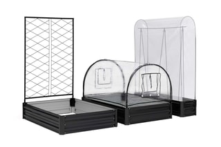 Ensemble carrés et serres de potager -