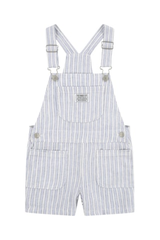 Salopette-short en lin - Blanc et bleu