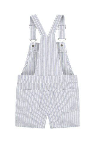 Salopette-short en lin - Blanc et bleu