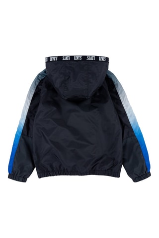Coupe-vent à capuche - Blanc, noir et bleu