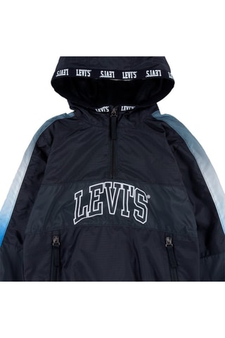 Coupe-vent à capuche - Blanc, noir et bleu