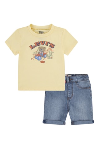 T-shirt et short en jean - Jaune