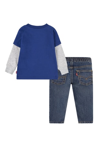 T-shirt et jean - Blanc, bleu et gris