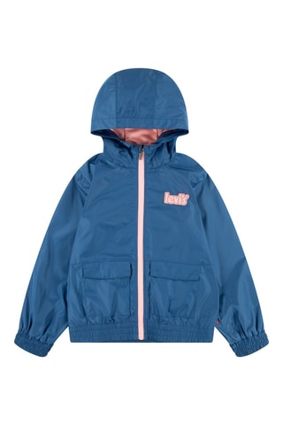 Coupe-vent à capuche - Blanc, rouge, bleu et rose
