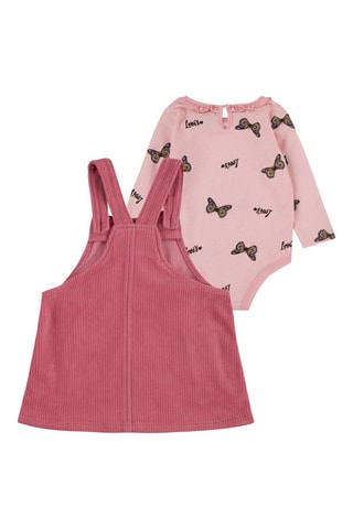 Body et robe-salopette en velours - Rose