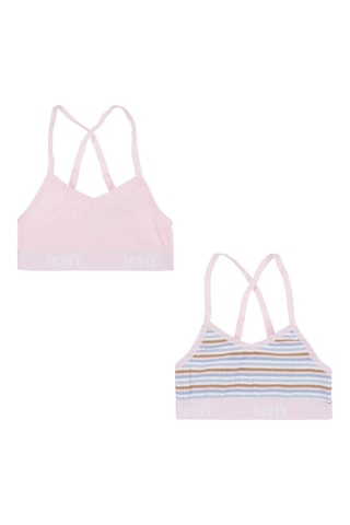 2 brassières - Blanc, bleu, marron et rose