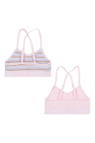 2 brassières - Blanc, bleu, marron et rose
